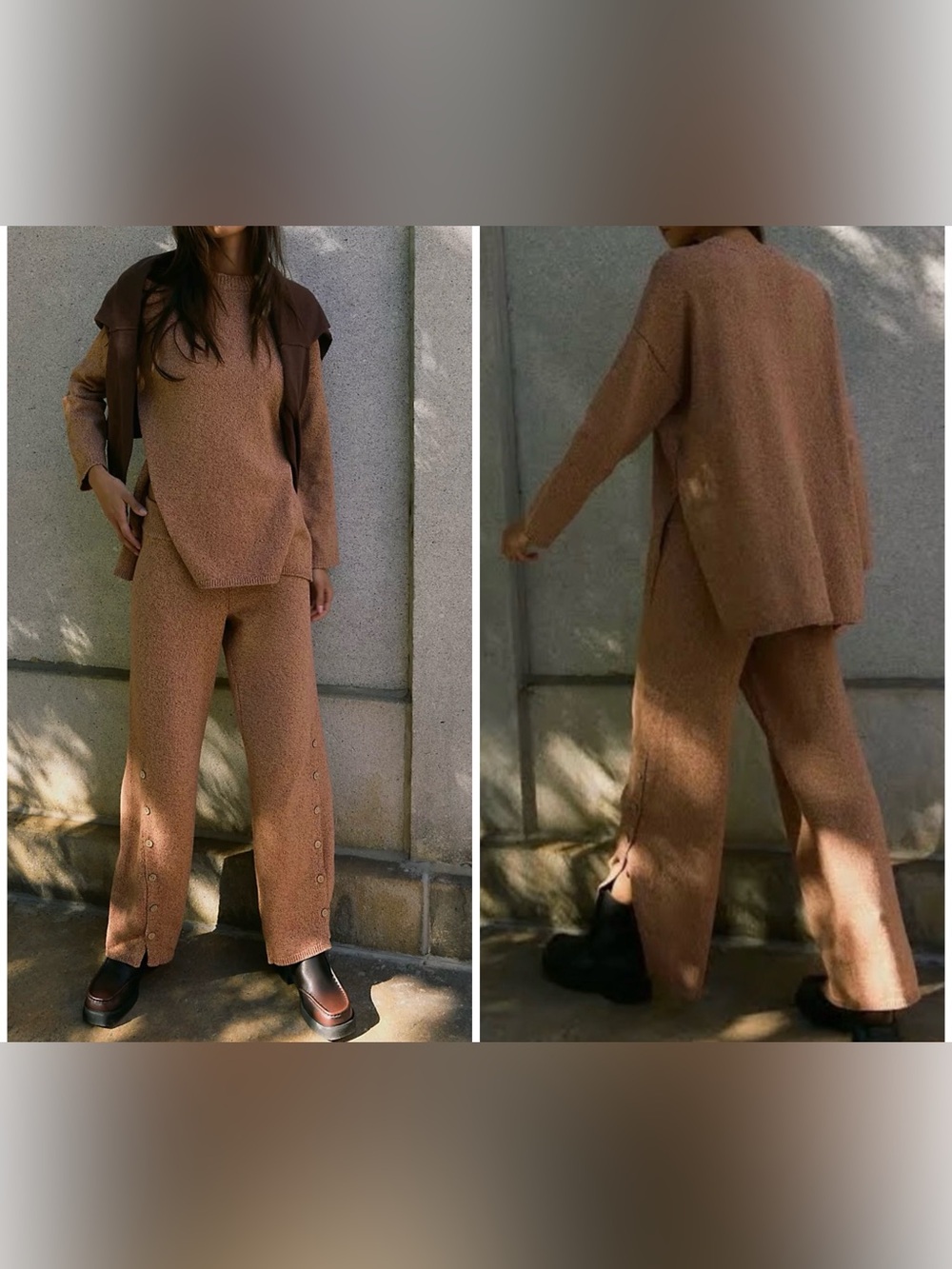 NWT Free People Free-Est Button Up Sweater Set - Chutney Sand Combo neutral - S